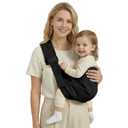 Baby Sling Carrier for Toddler, Baby Carrier Sling, Lightweight Toddler Carrier with Secure Buckle, Premium Cotton Toddlers Hip Carry Sling, Adjustable with Left/Right Shoulder Strap, Black