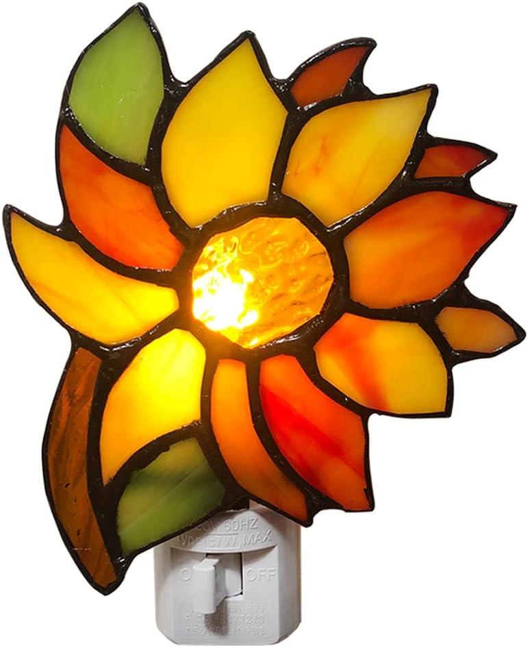 Stained Glass Sunflower Night Light,Suitable for corridors, bedrooms, and Kitchens.A Gift for mom.DYM8011