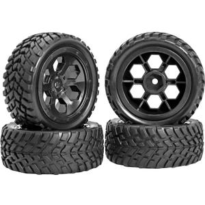 RC Station 12mm Hex RC Wheels and Tires for Hyper Go H16BM H14BM Tires and Wheels 1/14 1/16 with Foam Inserts for Traxxas Wltoys 144001 etc 1/18 RC Car Street Tires Wheels Preglued