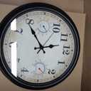 16 Inch Large Outdoor Clock with Thermometer and Hygrometer Combo, Waterproof Indoor Outdoor Wall Clocks for Patio, Pool, Garden, Backyard Decor- Retro Bronze
