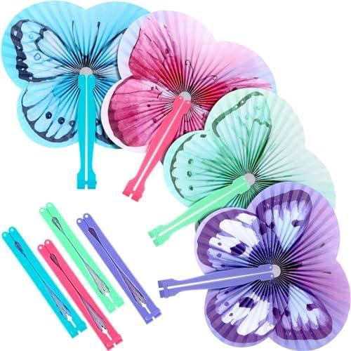 Taiyin 24 Pcs Butterfly Paper Hand Fans Decorative Folding Handheld Fans Butterfly Party Supplies for Summer Holiday Wedding Birthday Baby Shower Party Decor Travel Camping Employee Gift DIY Crafts