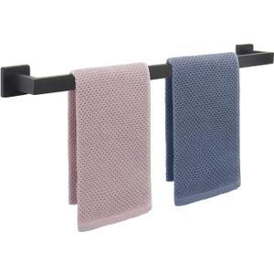 NearMoon Towel Bar, Bath Accessories Premium Thicken Stainless Steel Square Shower Towel Rack for Bathroom, Towel Holder Wall Mounted(1 Pack, Matte Black, 24 Inch)
