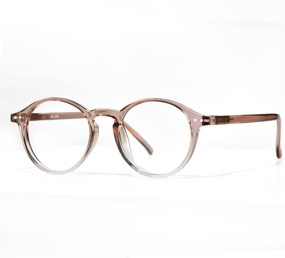 Blue Light Blocking Glasses Round Retro Computer Gaming Glasses Women Men UV Protection AB3303 (Brown)