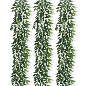 dallisten 3 Strands Italian Ruscus Artificial Vines, 39" Silk Vine Garland with Green Leaves, Fake Hanging Plants Greenery Decor for Home, Bedroom, Wall, Party, Wedding Decoration