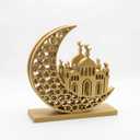 Namalu Eid Gold Napkin Holder for Tables Classical Islamic Ramadan Holiday Napkin Holder Wooden Crescent Moon Dome Minaret Ramadan Kareem Tissue Dispenser Mubarak Wood Tissue Dispenser for Storage