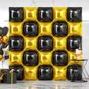 NISOCY 25PCS Black Gold Square Foil Balloons Wall Backdrop Double Sided Metallic Black Gold Balloons Arch Kit for 2026 New Year Graduation Anniversary Birthday Engagement Bridal Party Decorations