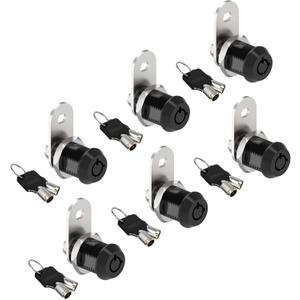 6 Pack Cabinet Locks with Keys, 5/8" Tubular Cam Locks keyed Alike, RV Lock for Storage Door Cabinets Drawer Mail Box Tool Box Lock, Zinc Alloy (Black)