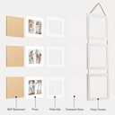 8x10 Hanging Picture Frames with 6 Openings 4x6 Pictures, HD Real Glass 8x10 Wall Hanging Collage frames with Mat, Hemp Rope Multiple Photo Frames for Wall Decor (White, 1 Pack)