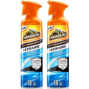 Armor All Extreme Shield + Ceramic Glass Treatment and Cleaner, Car Glass Cleaner Spray and Water Repellant, 18 Oz Each,  Pack