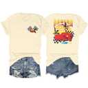 Car Shirts for Women Racing Car T-Shirts Family Vacation Trip Short Sleeve Shirt Apricot XL