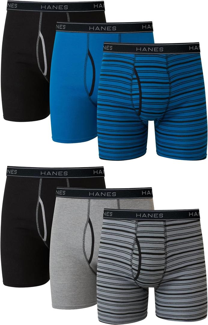 Hanes Mens Underwear Briefs, Cool Dri Moisture-wicking Cotton No-ride-up For Men, Multi-packs Available Boxer, 6 Pack - Striped Assorted, Large US