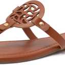katliu Women's Flat Sandals Flip Flop Sandals Comfortable Dressy Thong Sandals (8, Brown)