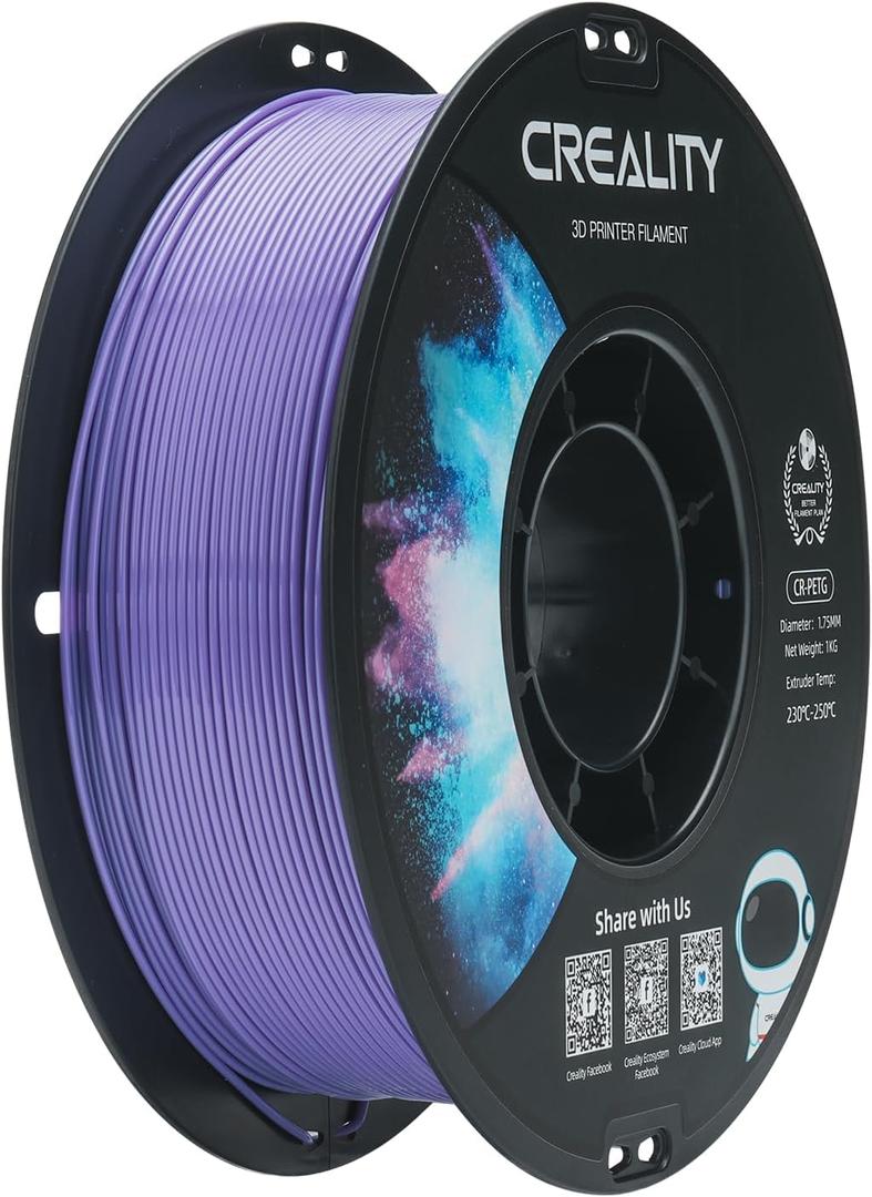 Creality PETG Filament 1.75mm for 3D Printing, Excellent Toughness, High Precision, Odorless and Toxic, Moisture Proof, 1kg Glossy PETG Filament for 3D Printer