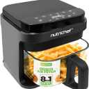 Nutrichef 5.8 Quart Air Fryer | 8-1 Preset Cook Modes | Transparent Fry Bowl for Best Cooking Results | Cook Shrimp, Steak, Fries, Wings, Chicken & More | Precise Temperature Control & Time | Grey, 14.0" X 11.6" X 11.1" - Inches