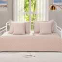 5-Piece Daybed Cover Set Beige Twin Cozy Daybed Bedding Sets for All Season Lightweight Daybed Comforter Bedspread, Geometric Print Day Bed Cover for Twin Bed with 4 Pillow Shams,39"x75"