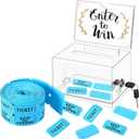 Havawish Enter to Win Raffle Ticket Box with 500 Raffle Ticket Double Roll and Slot Clear Acrylic Donation Box with Lock 6.3" x 4.7" x 3.9" Ballot Holder with 2 Keys for Game Suggestion(Blue)
