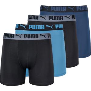 PUMA Men's 4 Pack Active Stretch Boxer Briefs (Medium, Blue Combo)