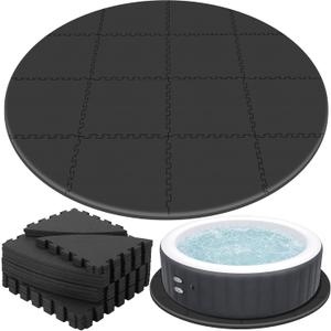 Nuanchu 78 inch Round Hot Tub Mat, 0.6 inch Thick Large Non‑Slip Spa Floor Pad for Inflatable Tub, Waterproof Eva Foam Pool Padding for Indoor Outdoor, Black
