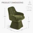 KISLOT Swivel Dining Chairs Set of 2, Mid Century Modern Chairs Fabric Upholstered Armchair with Armrest & Ergonomic Backrest for Dining Room, Kitchen, Bedroom, Living Room, Green, 2 Boxs
