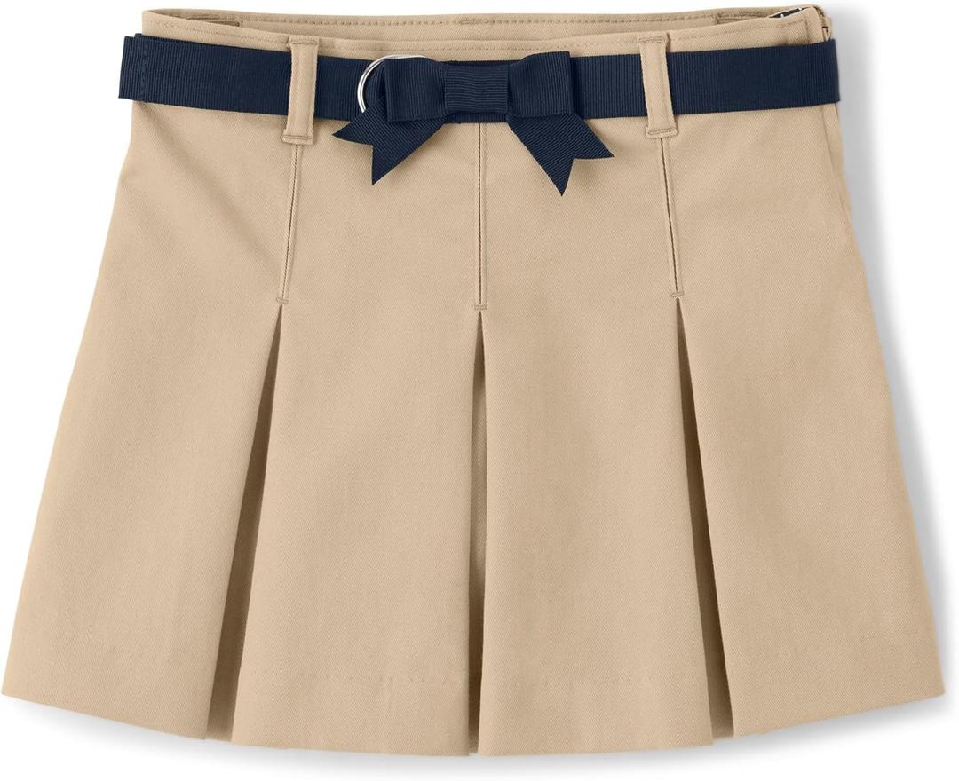 Gymboree Girls' and Toddler Twill Pleated Belted Skort (6, Tan)