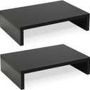 TEAMIX Wood Monitor Stand Riser-2 Pack, 2 Tier Adjustable Monitor Stand Dual Monitor Riser for 2 Monitors/Laptop/PC Black Computer Stand for Desk