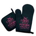 I Bake Because Punching People is Frowned Upon,Funny Oven Mitts and Pot Holders,Silicone Non-Slip Oven Mitts,Bake Lover Gift,Chef Gift,Housewarming Gift Ideas