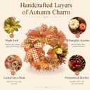 24 Inch Fall Wreaths for Front Door, Pumpkin Autumn Wreath