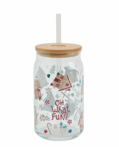Holiday Home Christmas Soda Can Glass Sipper 15.2 Oz