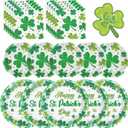 150 Pcs Happy St Patricks Day Plates and Napkins Set - Disposable St. Patrick's Day Tableware kit, Green Shamrock Paper Dinner Dessert Plates Dinnerware for St Patrick Day Party Decorations, Serve 50