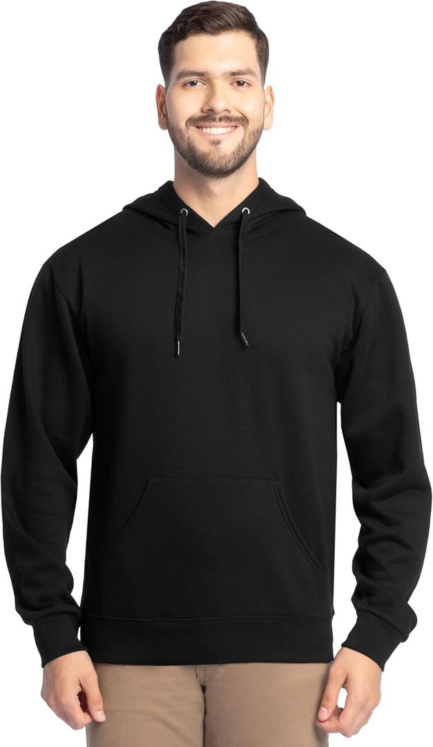 Fruit of the Loom Men's Eversoft Fleece Pullover Hooded Sweatshirt, Moisture Wicking & Breathable (Black, XL)