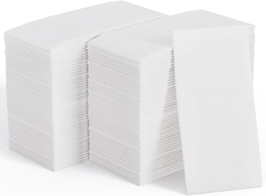 JOLLY CHEF 400 Pack Disposable Paper Napkins, Soft Bathroom Napkins Guest Disposable, 2-Ply White Paper Hand Towels for Halloween, Wedding, Thanksgiving