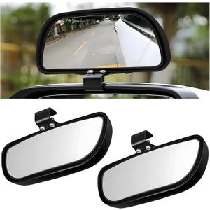 Wuyaoyao 2PCS Car Blind Spot Mirror, Rectangular HD Glass Blind Spot Mirrors for Cars, 360 Adjustable Wide Angle Auto Blindspot Side Rear View Mirror, Car Accessories for SUV Truck (Screw-on, Black)