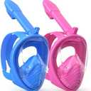Wofufuza Snorkeling Gear for Kids, Full Face Snorkel Mask with Breathability, No Leakage - Ages 6-14, Adjustable Strap, Camera Mount, Mesh Bag
