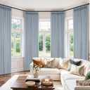 MIULEE Pinch Pleated 100% Blackout Curtains 96 Inch Long 4 Panel Set for Bedroom Thick Linen Memory Trained Pleat Living Room Darkening Back Tab Double Layer Thermal Insulated Drapes, Chambray Blue, 40"W x 96"L