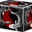 Strong Magnet Case Mtg Deck Box Tcg Up to 200 Cards Creative Pattern Trading Card Storage Box for Collectible Card Games, Black And White Koi