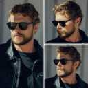 WearMe Pro Men's Polarized Square Sunglasses Wide Fit, Retro Style, UV400, Lightweight Frame for Driving & Daily Wear