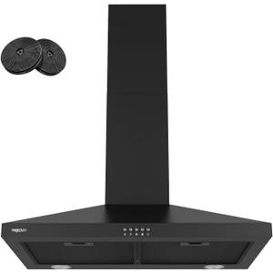 magicplux Wall Mount Range Hood 30 inch, 380 CFM Kitchen Hood With Ducted/Ductless Convertible, 3 Speed Exhaust Fan with LED light, Balck