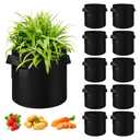 AkiiGer 10 Gallon Grow Bags, Black Fabric Pots with Handles (12 Pack)