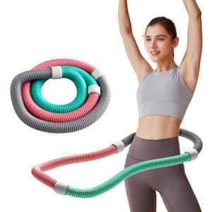 Weighted Soft Spring Hula Hoop for Adults, 3lb Foldable for Home and Travel, Portable Slimming Fitness Hoop for Weight Loss, Waist-Friendly Design, Upgraded Closed Silent Version