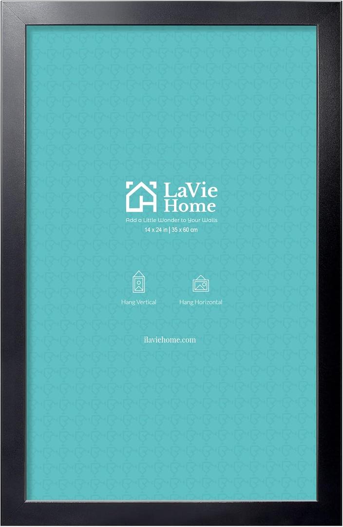 LaVie Home 14 x 24 Picture Frame, 24x14 Poster Frame with High Definition Plexiglass, Horizontal or Vertical Wall Gallery Poster Frames Suitable for Photos, Artworks, Posters,Puzzle, Black 1pc