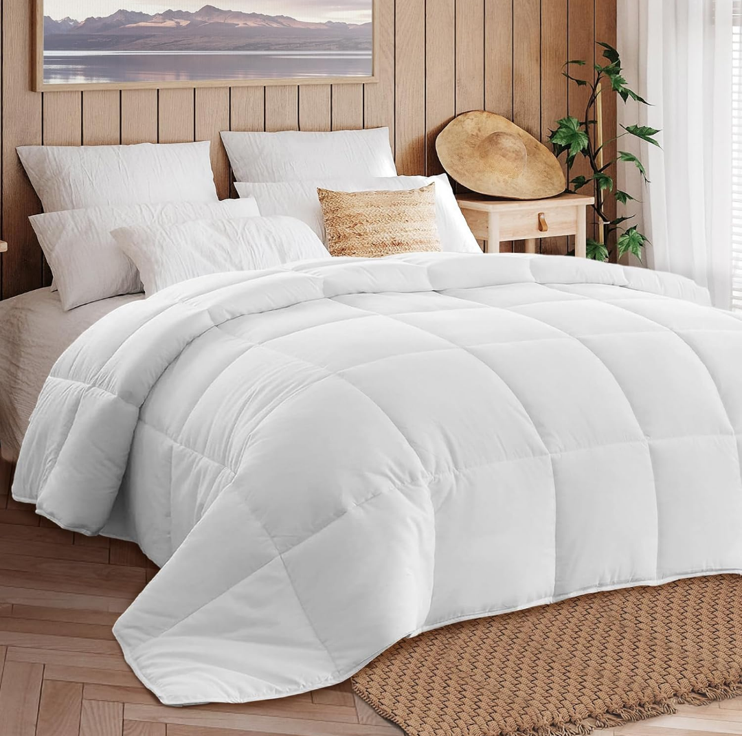 Comforter and Duvet Insert 96x96" Size - All Season Down Alternative Comforters Hotel Blanket with Corner Tabs, Lightweight Fluffy Quilt, Bedding for Kids, Teens, and Adults