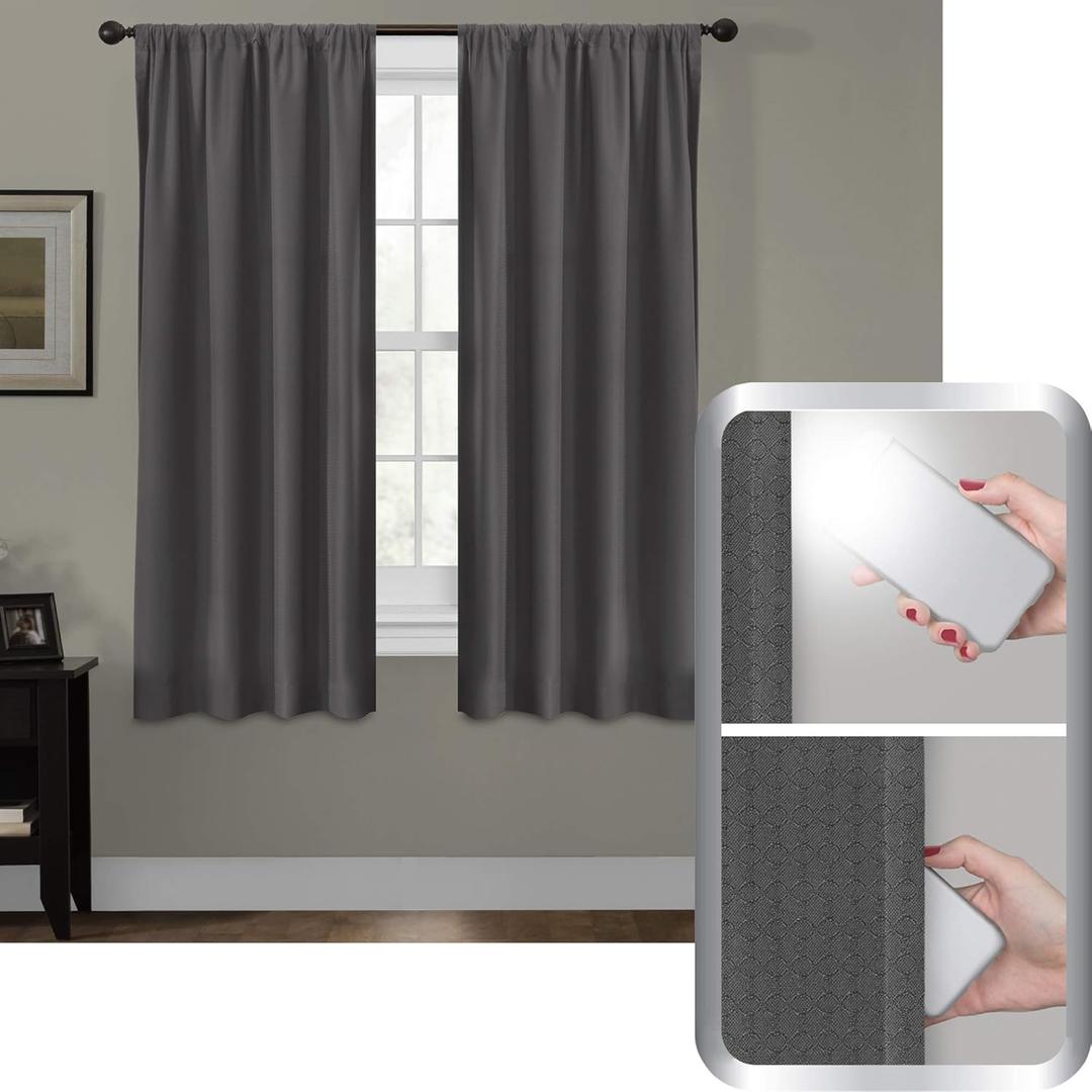 Maytex 100 Percent, 50 x 63 100% Blackout, Julius Smart Curtains Window Panel, Grey, 5321