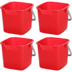Peohud 4 Pack Sanitizing Buckets, 3 Quart Small Cleaning Pail, Square Detergent Bucket with Spout and Handle for Home, Offices, School, Commercial Use