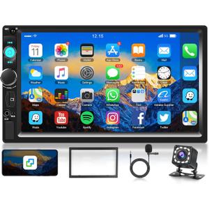Double Din Car Stereo Bluetooth Touch Screen 7 inch Car Radio Double Din Supports Mirror Link/FM Radio/EQ USB/TF/AUX SWC, Driauto Car Audio Receiver MP5 Multimedia Player with Reverse Camera +Mic