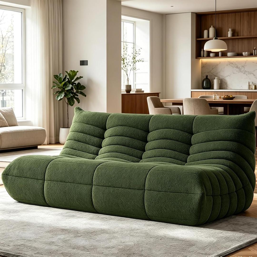 WHGBJA Oversized Bean Bag Chair for Adults with Memory Foam 3 Seater Couch | Floor Sofa Couch for Gaming, Reading, Bedroom, Living Room, Comfy, Boneless, Ergonomic, Large-Three Seat Couch