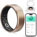 Smart Ring Fitness Tracker Ring for Men and Women - Health Heart Rate Ring with Activity Tracker, Sleep Monitor and Oximeter, No Subscription Fee, Remote Photography, IP68 Waterproof (Rose Gold, 12#)