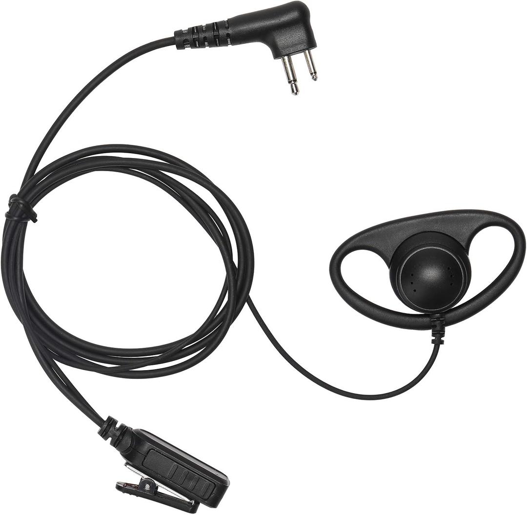 PR400 Earpiece Compatible with Motorola Radio CLS1410 CLS1110 CP200 GP300 GP2000 Walkie Talkie with PTT Mic 2 Pin Headset Single-Wire Surveillance Kit (D-Shaped)
