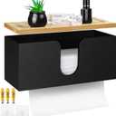 TURSTIN Wood Paper Towel Dispenser Folded Paper Towel Holder with Lid for Countertop and Wall Mounted, Wall Mount Paper Towel Holder Napkin Holder for Home. Bathroom, Kitchen, Black