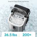 EUHOMY Ice Maker Countertop, Portable Ice Machine with Carry Handle, 26.5lbs Per Day, 9 Cubes in 6 Mins, Auto-Cleaning, with Basket and Scoop, for Home, Kitchen, Camping, RV (Silver)