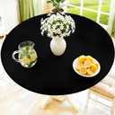 Moosfor Round Spandex Tablecloth, Elastic Fitted Waterproof Tablecloths for 45"-56" Tables, Stretch Washable Picnic Table Cover for Camping, Dining, Indoor and Outdoor, Black